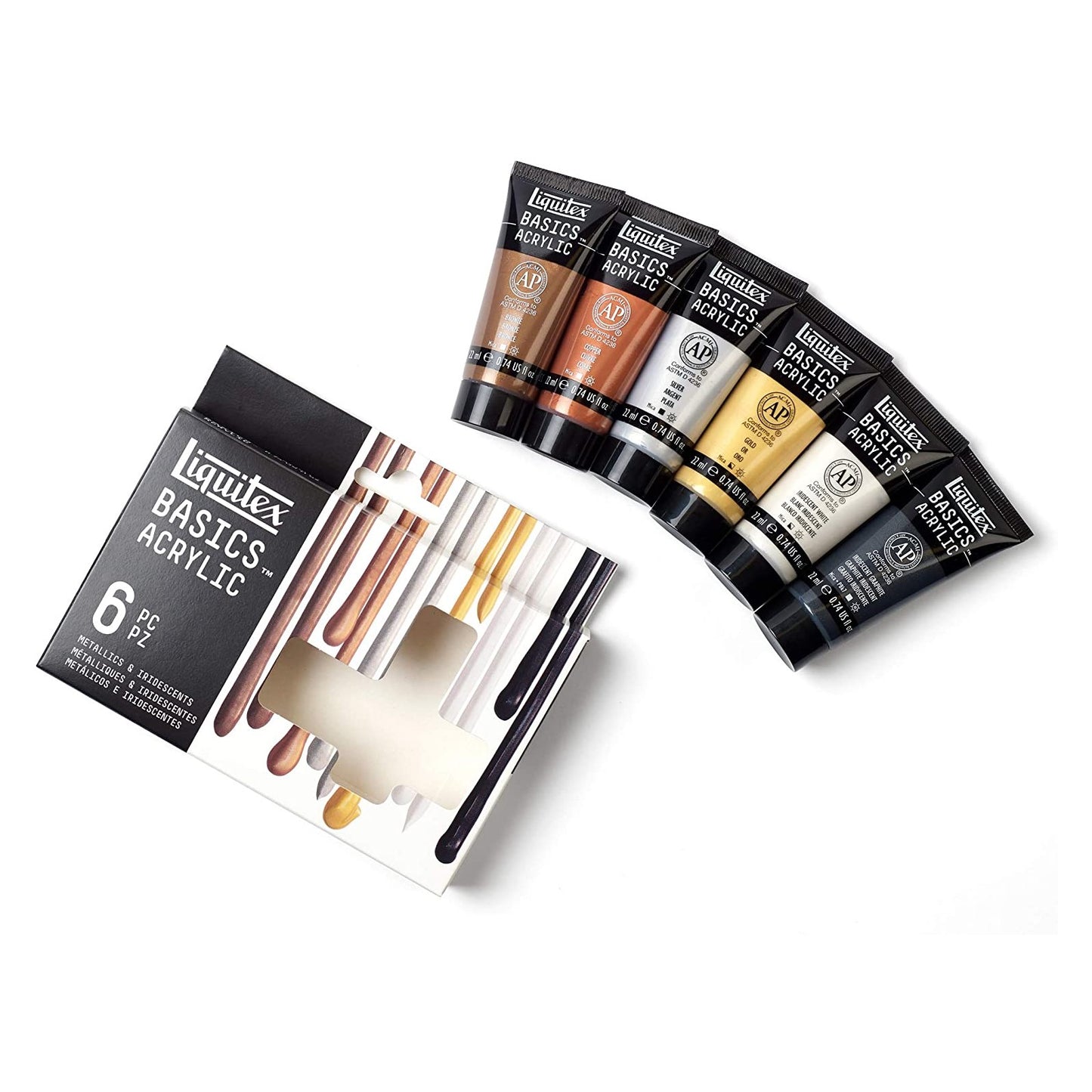 ACRILICA LIQUITEX BASICS ESTOJO 06 CORES METALICAS 022ML