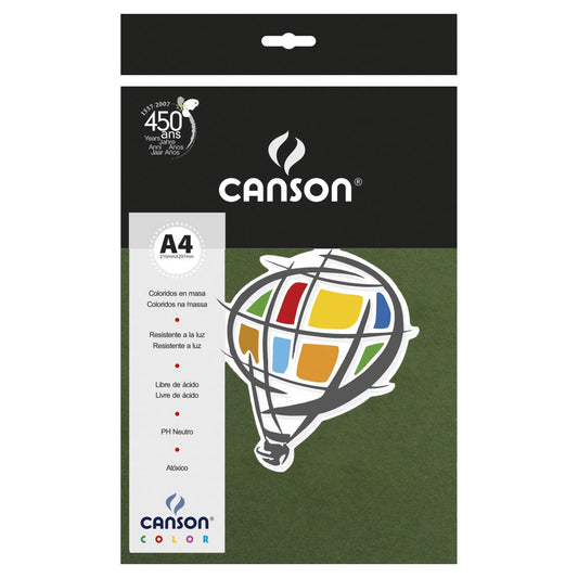 PAPEL CANSON COLOR 180G/M2 VERDE AMAZONAS A4