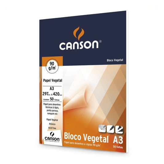 BLOCO CANSON VEGETAL LISO A3 92,5g/m2 50 FOLHAS