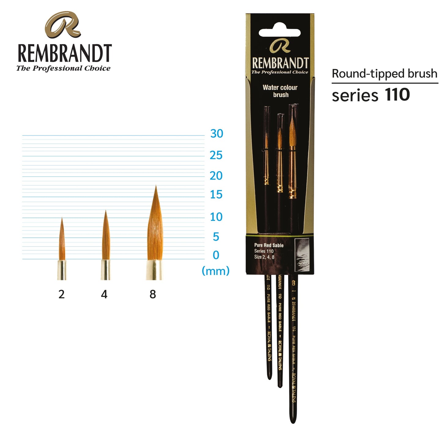 ESTOJO PINCEIS TALENS REMBRANDT SERIE 110 C/ 03 (2-4-8) MART