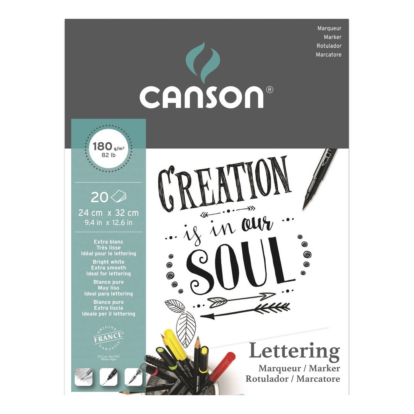 BLOCO CANSON LETTERING MARKER 180G/M2 24X32CM 20 FLS