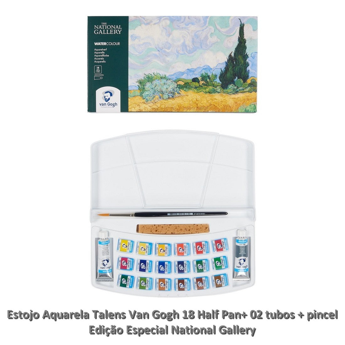 ESTOJO AQUARELA TALENS VAN GOGH 18 HALF PAN NATIONAL GALLERY