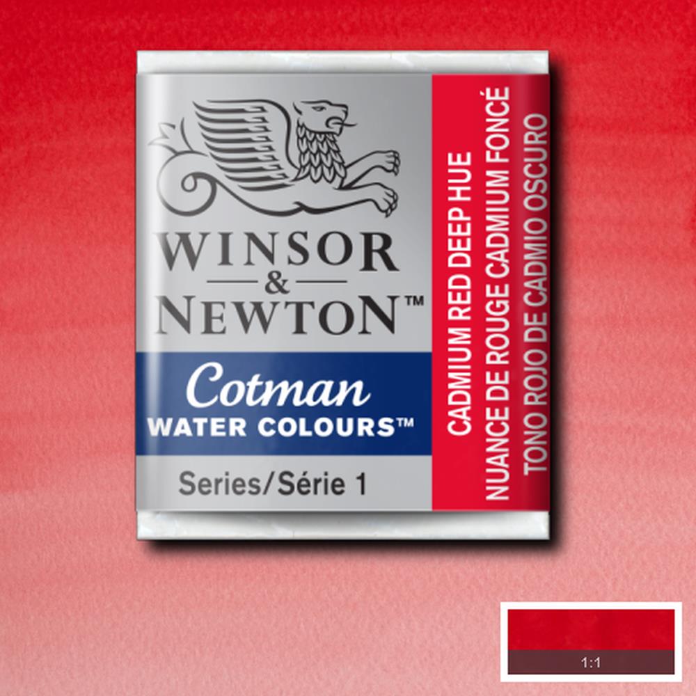 AQUARELA WINSOR NEWTON COTMAN HALF PAN 098 CADMIUM RED DEEP