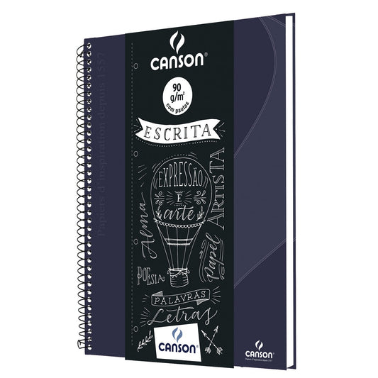 CADERNO CANSON ESCRITA A4 AZUL MARINHO 80 FOLHAS PAUTA 90G/M