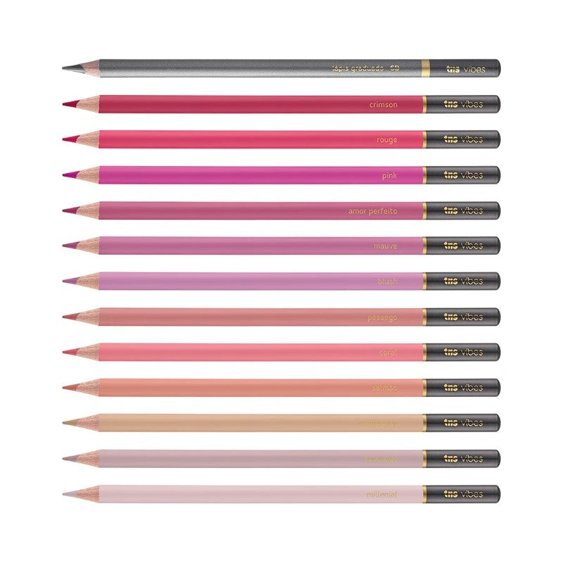 LAPIS COR TRIS VIBES 12 CORES ROSÈ + LAPIS 6B