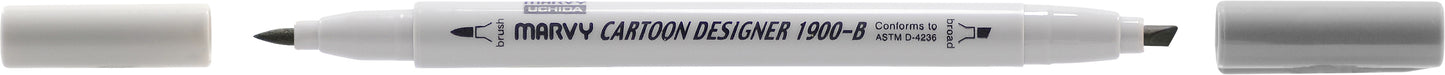 MARCADOR MARVY CARTOON DESIGNER PONTA DUPLA CINZA PRATA 26