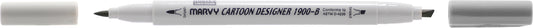 MARCADOR MARVY CARTOON DESIGNER PONTA DUPLA CINZA PRATA 26