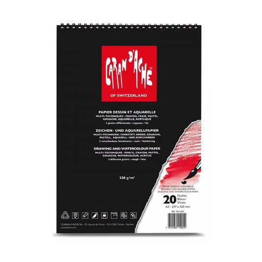 BLOCO CARAN D´ACHE 220G/M2 A4 20 FOLHAS 454.004