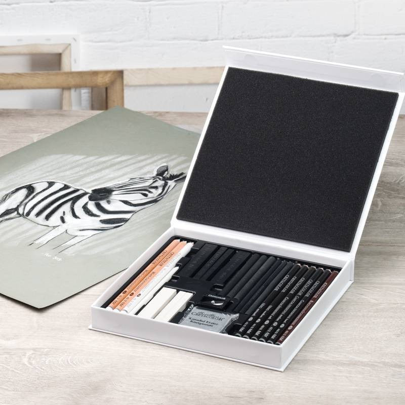 ESTOJO LAPIS ESBOCO CRETACOLOR BLACK e WHITE 25 PECAS