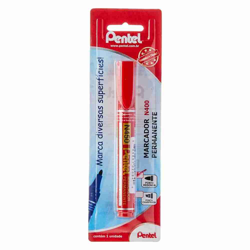 MARCADOR PENTEL PERMANENTE N450 VERMELHO PONTA REDONDA
