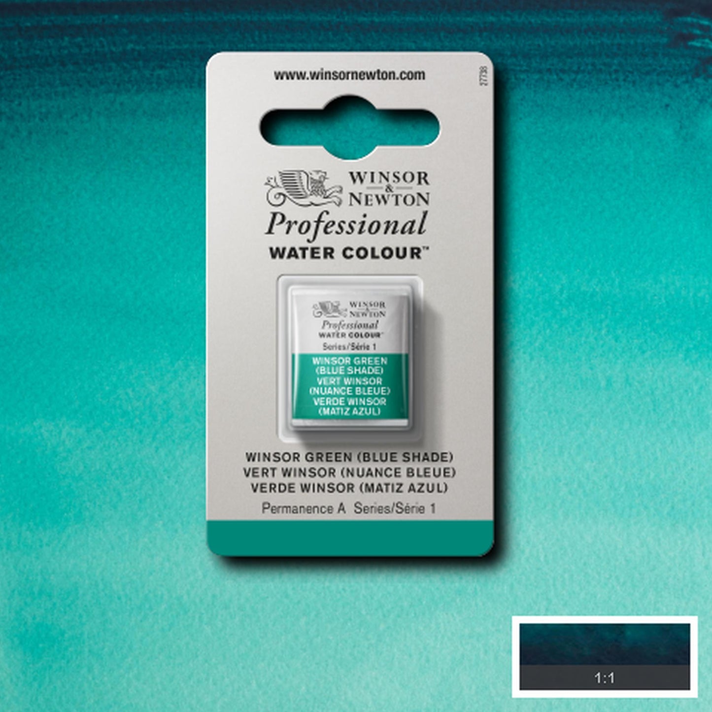 AQUARELA WINSOR NEWTON ARTISTS H PAN 719 WINSOR GREEN BLUE SHADE S1