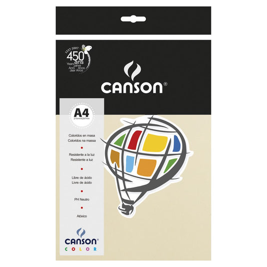 PAPEL CANSON COLOR 180G/M2 CREME A4