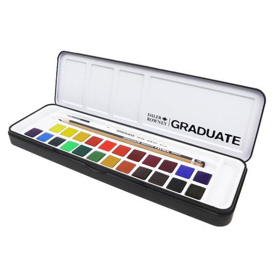 ESTOJO AQUARELA DALER ROWNEY GRADUATE 24 HALF PAN + ACESSORIOS
