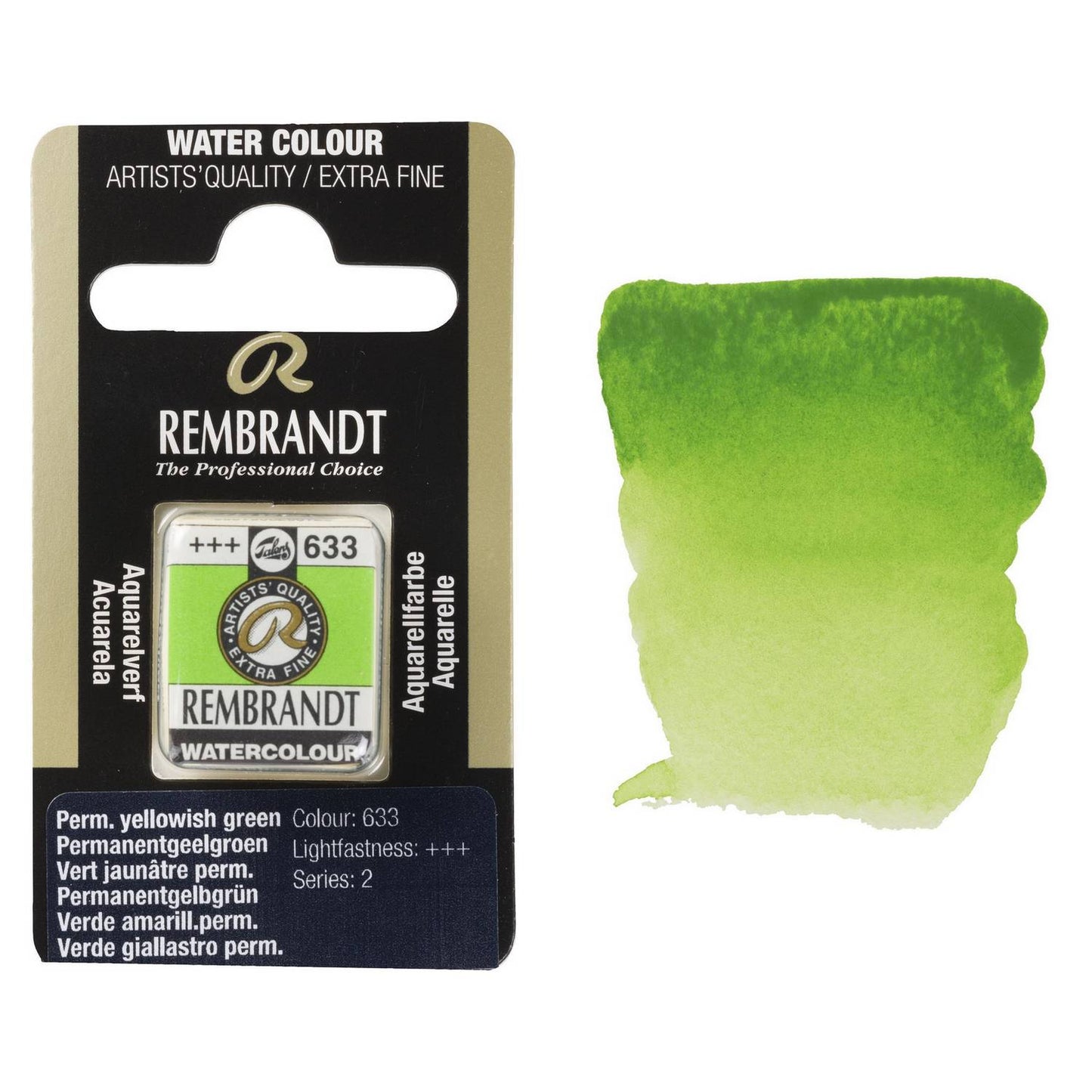 AQUARELA TALENS REMBRANDT HALF PAN 633 PERMANENT YELLOWISH GREEN S2