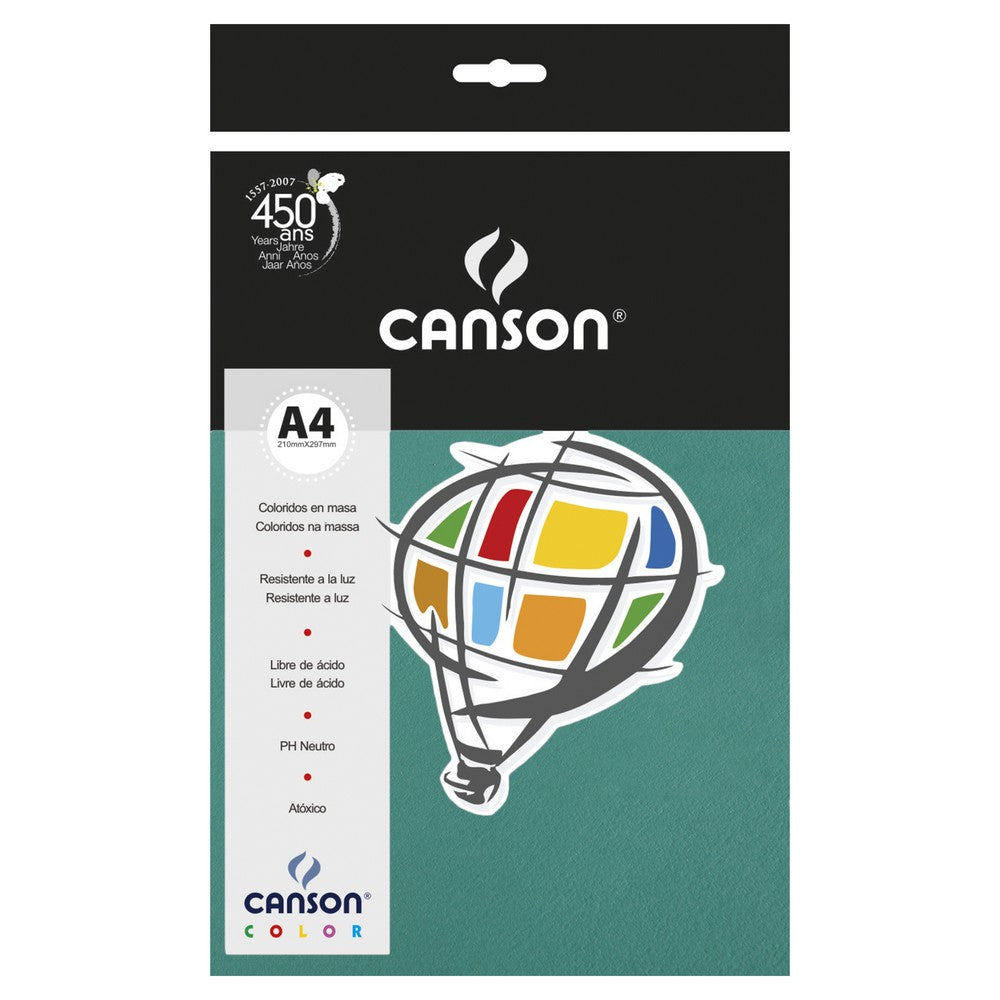 PAPEL CANSON COLOR 180G/M2 VERDE MENTA A4