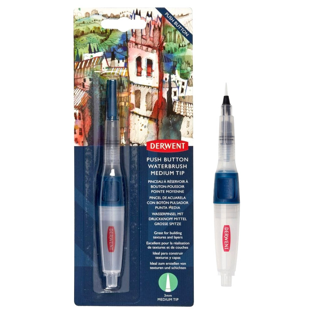 PINCEL DERWENT C/ RESERVATORIO PUSH BUTTON MEDIUM TIP 3MM