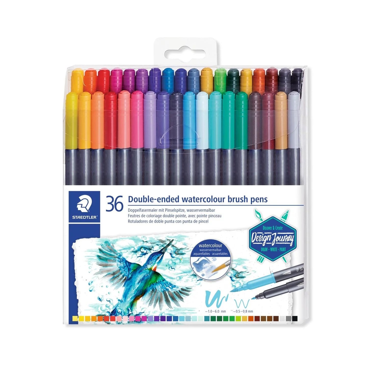 CANETA STAEDTLER BRUSH PEN 36 CORES PONTA DUPLA 3001TB36