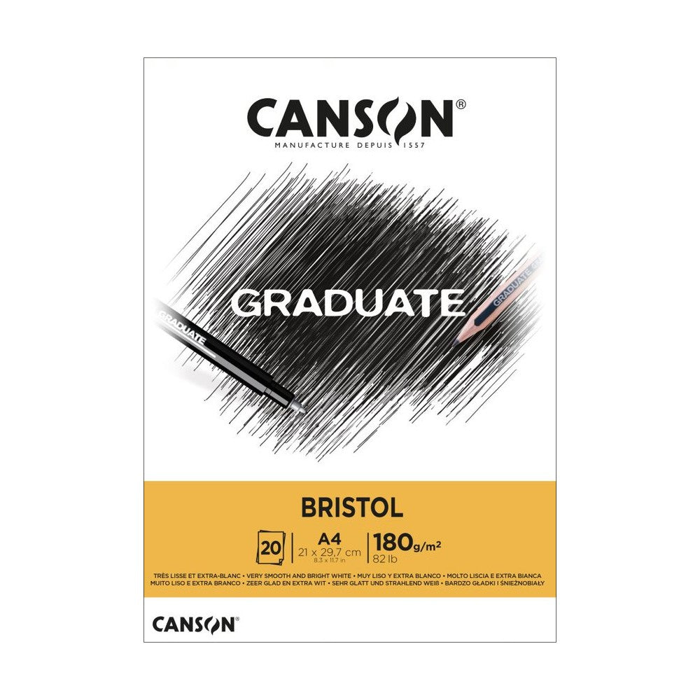 BLOCO CANSON GRADUATE BRISTOL A4 180G/M2 20 FOLHAS