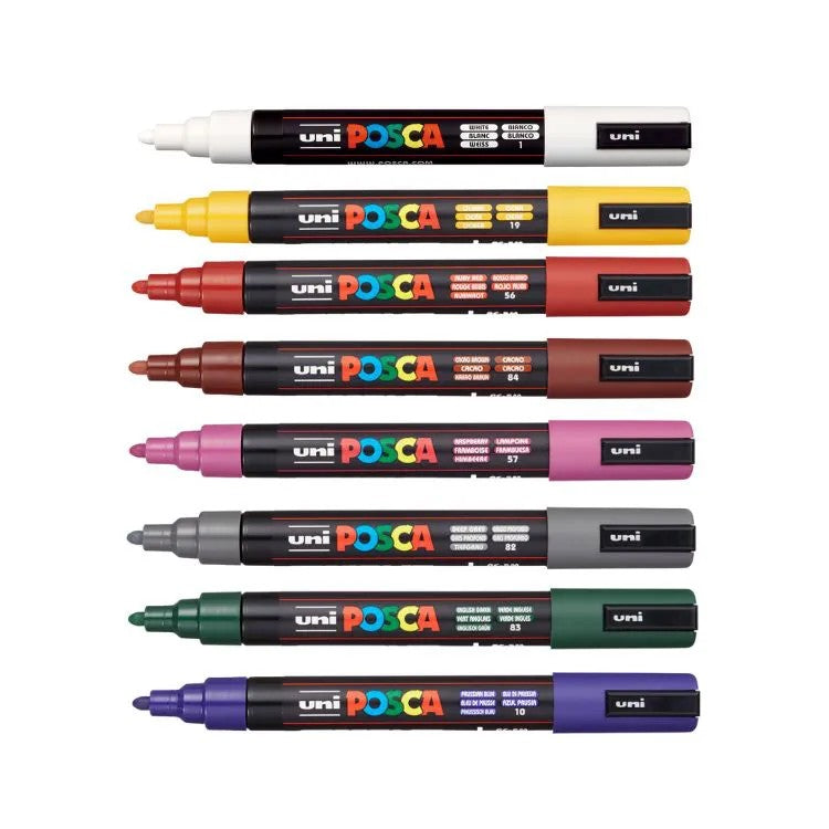 ESTOJO CANETA POSCA 02,5MM PC-5M MEDIUM C/ 08 DARK COLORS