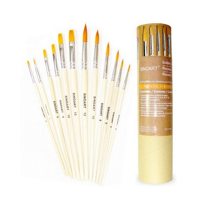 KIT PINCEIS SINOART SINTETICO C/ 12 UNIDADES VARIADAS 0196