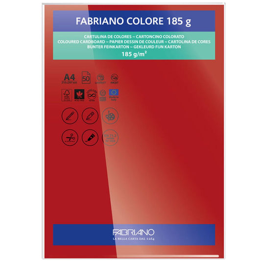 PAPEL FABRIANO COLORE 407 VERMELHO A4 185G C/10 UNI