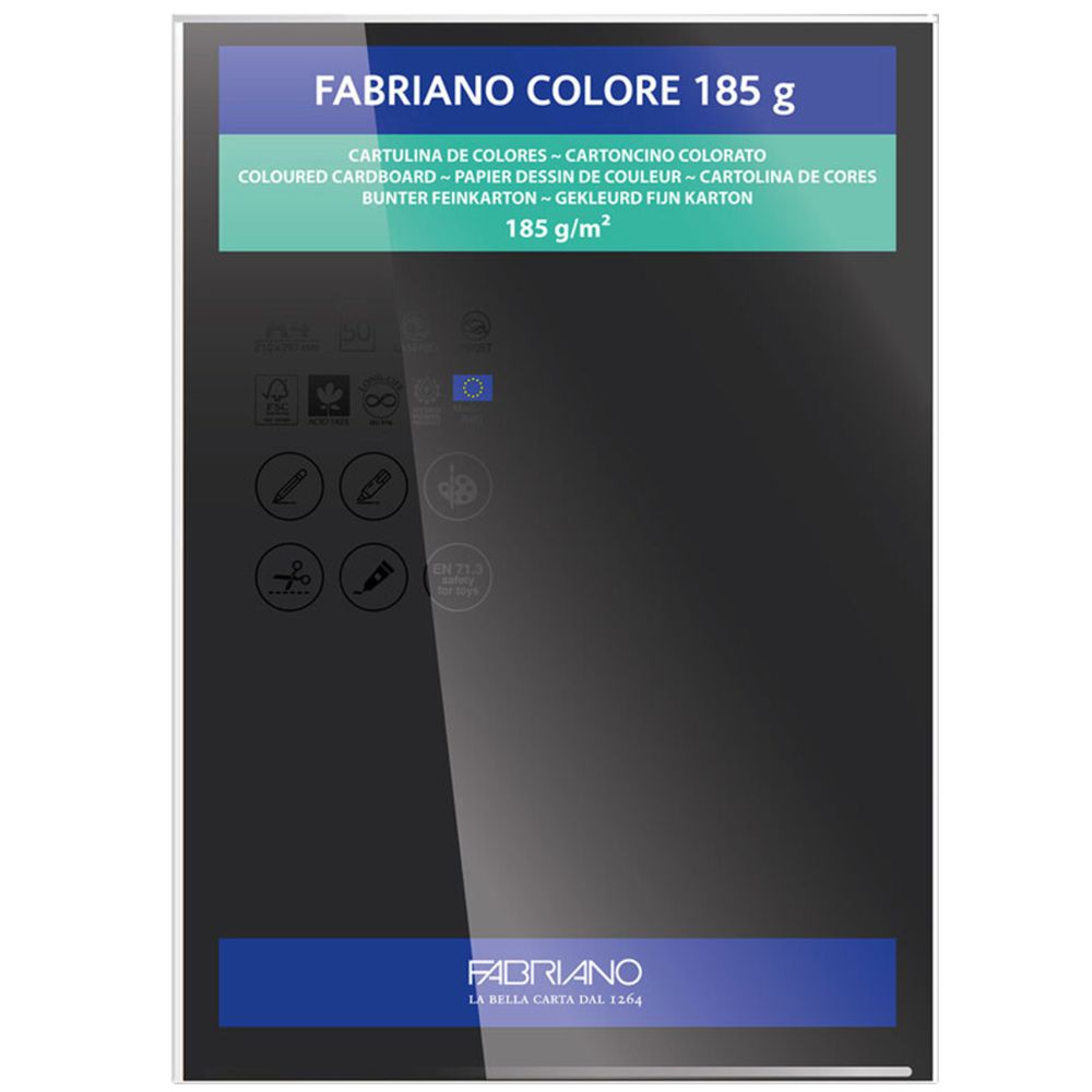 PAPEL FABRIANO COLORE 430 PRETO A4 185G C/10 UNI