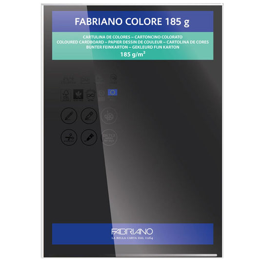 PAPEL FABRIANO COLORE 430 PRETO A4 185G C/10 UNI