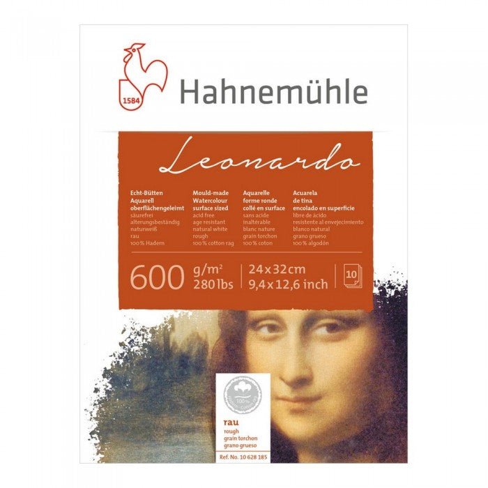 BLOCO HAHNEMUHLE LEONARDO GRANA GROSSA 600g/m2 24X32 10 FOLH