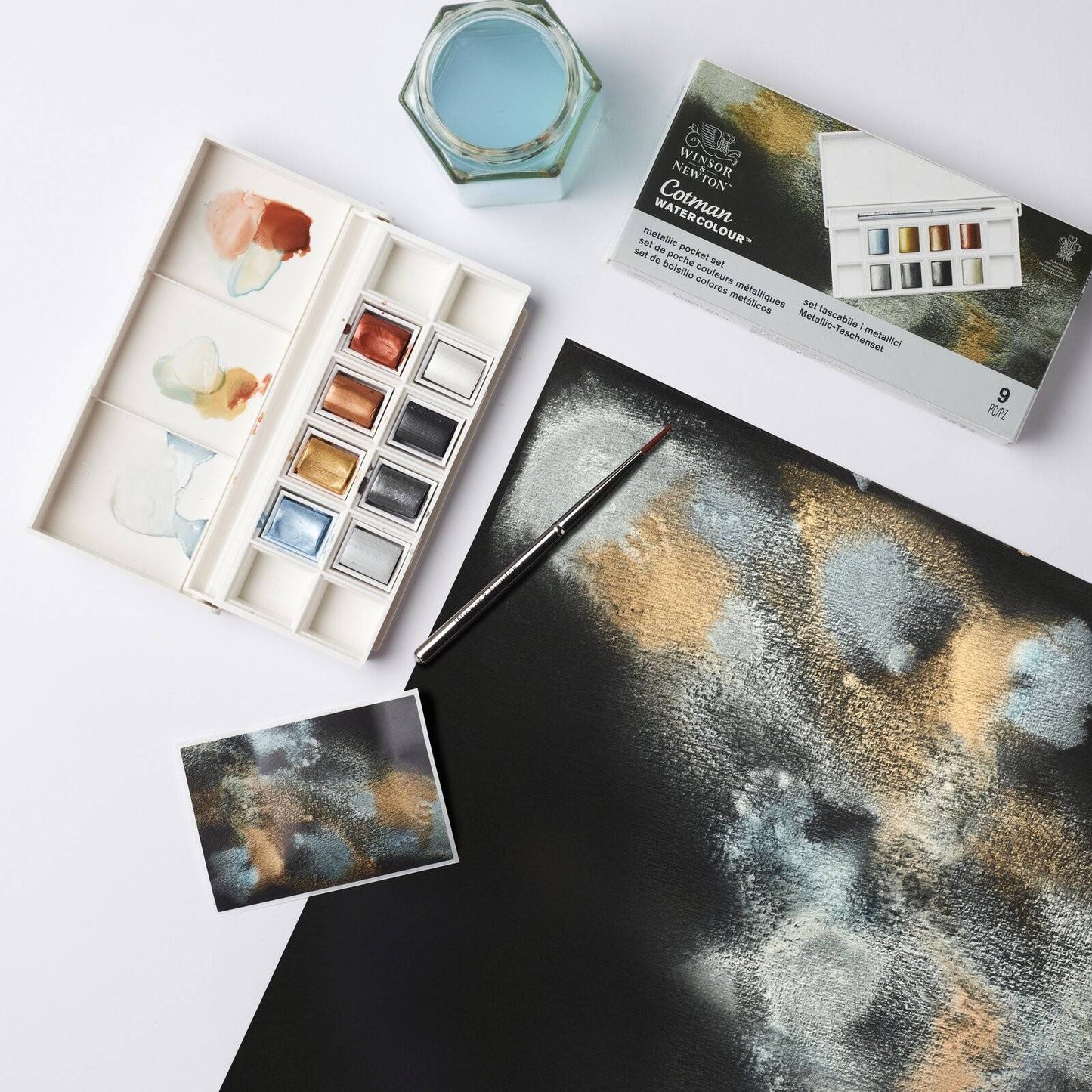 ESTOJO AQUARELA COTMAN 08 HALF PAN METALICAS + PINCEL 0390702