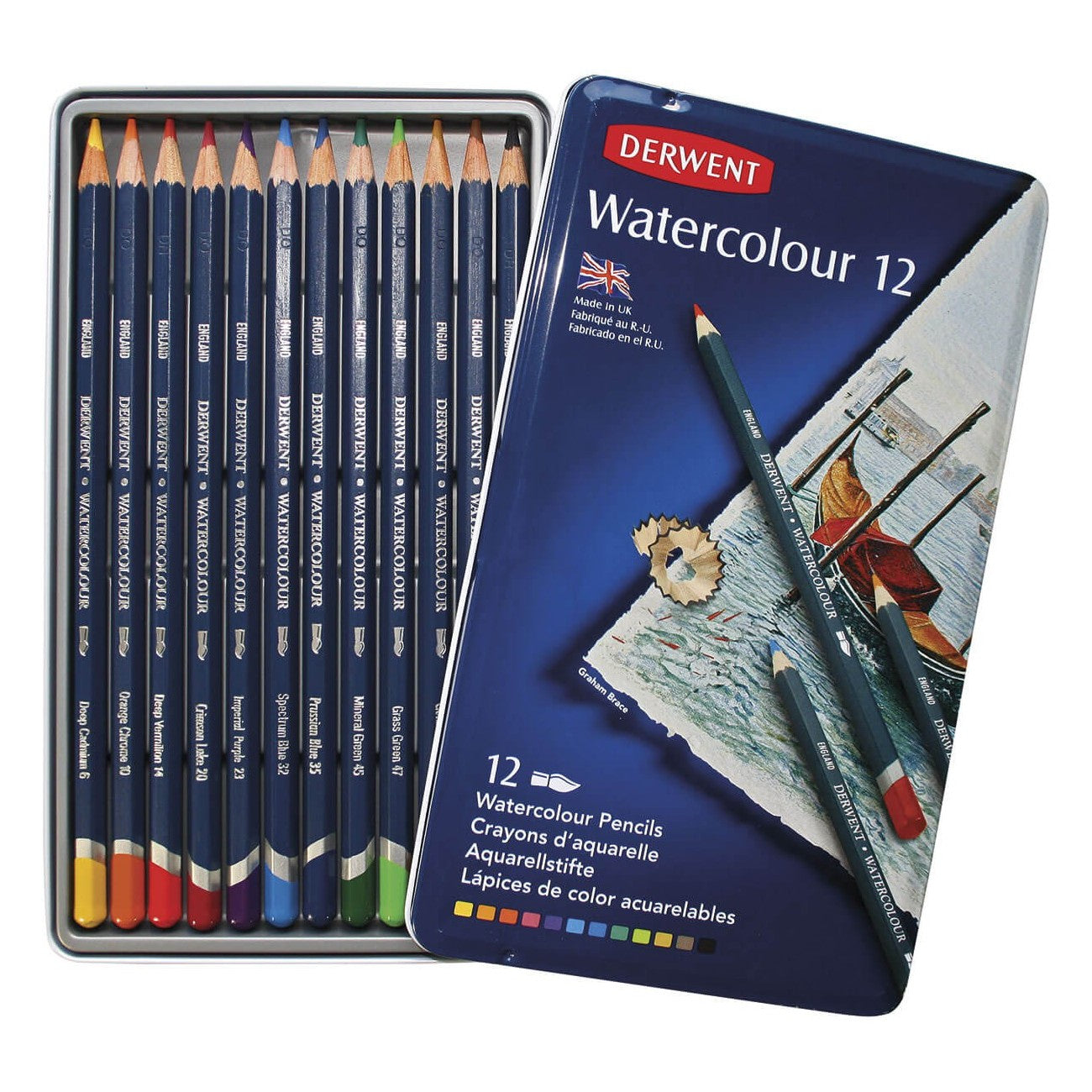 ESTOJO LAPIS AQUARELAVEL DERWENT WATERCOLOUR 12 CORES