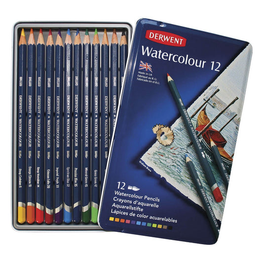 ESTOJO LAPIS AQUARELAVEL DERWENT WATERCOLOUR 12 CORES