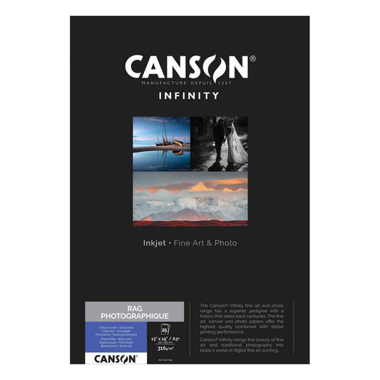 CANSON INFINITY RAG PHOTOGRAPHIQUE 310G A3+ 25F