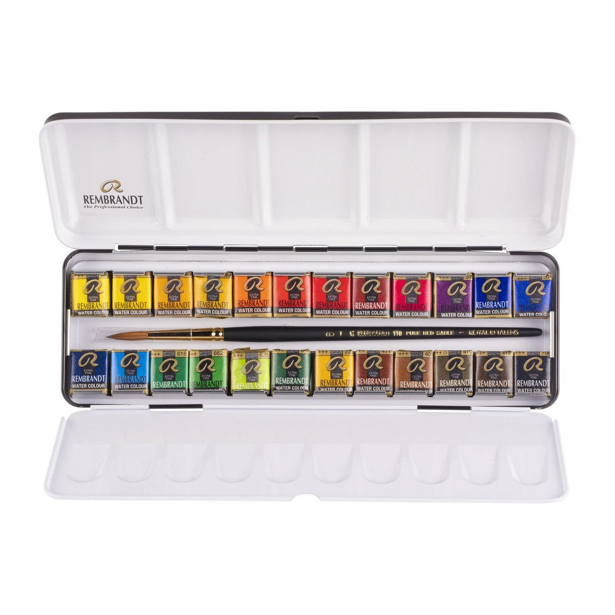 ESTOJO AQUARELA TALENS REMBRANDT 24 HALF PAN METAL BOX + BRU