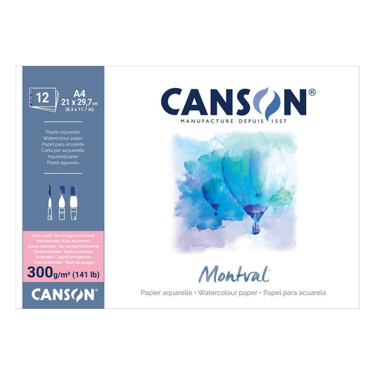 BLOCO CANSON MONTVAL A4 300g/m2 SATINE 12 FOLHAS