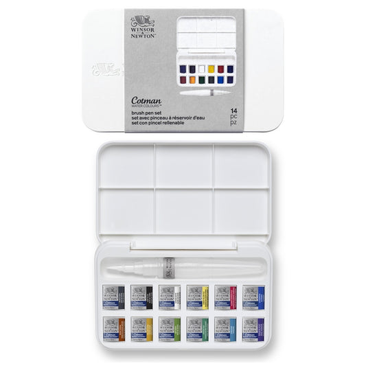 ESTOJO AQUARELA COTMAN 12 HALF PAN 658 BRUSH PEN SET W N