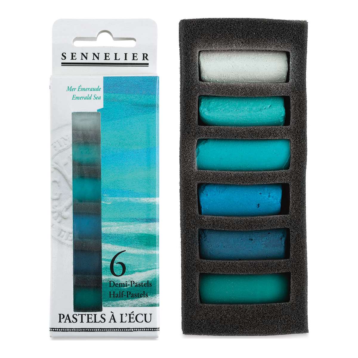 PASTEL SECO SENNELIER EXTRA SOFT 06 CORES EMERALD SEA HALF STICK