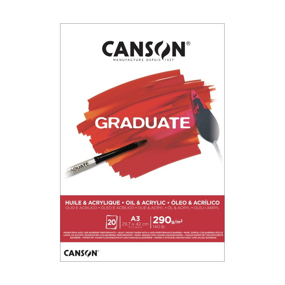 BLOCO CANSON GRADUATE OIL & ACRYLIC A3 290G/M2 20 FOLHAS