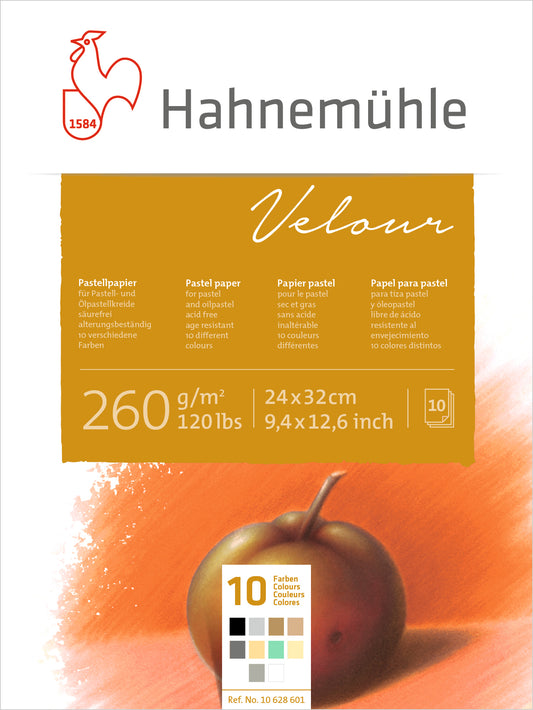 BLOCO HAHNEMUHLE VELOUR 260g/m2 24X32 10 CORES 10 FOLHAS
