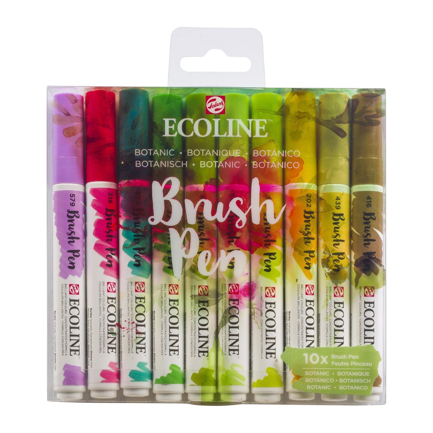 ESTOJO ECOLINE BRUSH PEN C/ 10 CORES BOTANIC TALENS