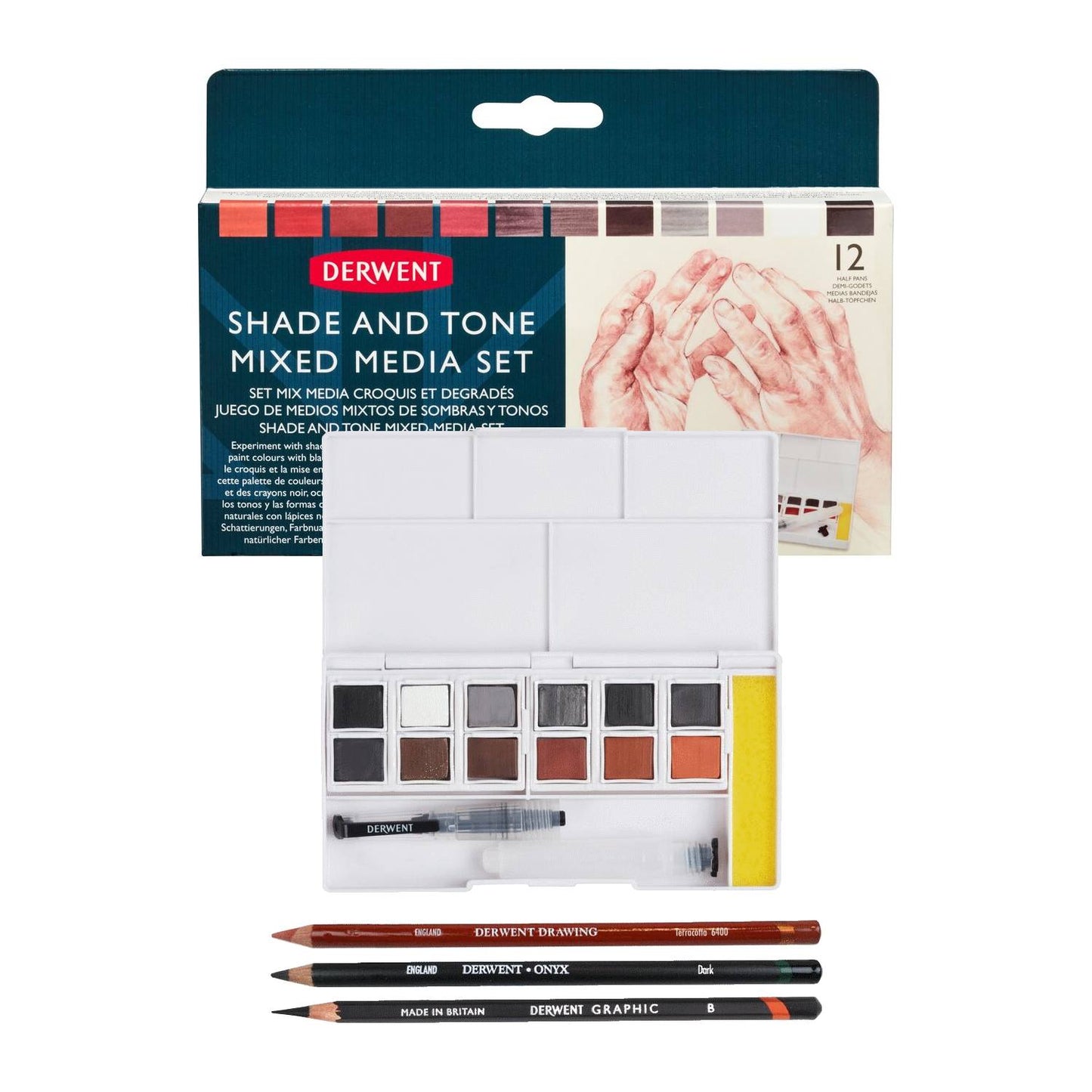 ESTOJO AQUARELA DERWENT 12 SHADE/TONE MIXED MEDIA SET