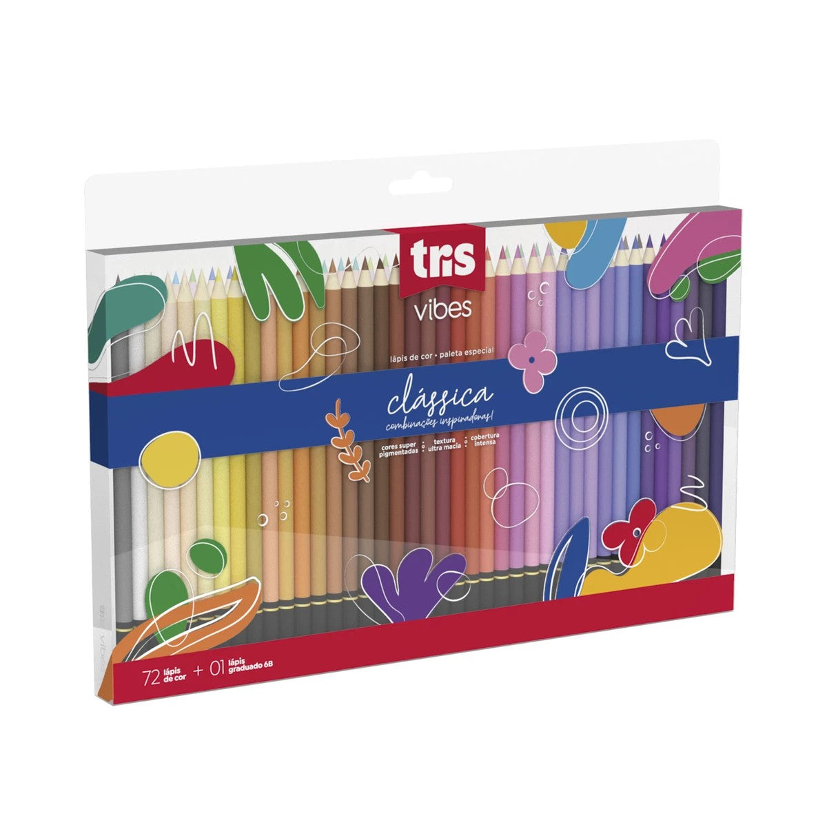 LAPIS COR TRIS VIBES 72 CORES CLASSICAS + LAPIS 6B