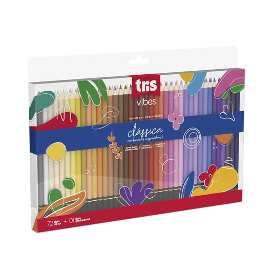 LAPIS COR TRIS VIBES 72 CORES CLASSICAS + LAPIS 6B