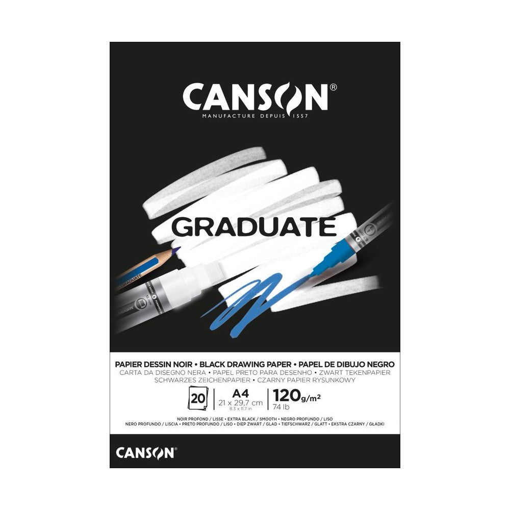 BLOCO CANSON GRADUATE DESENHO PRETO 120G A4 20 FOLHAS