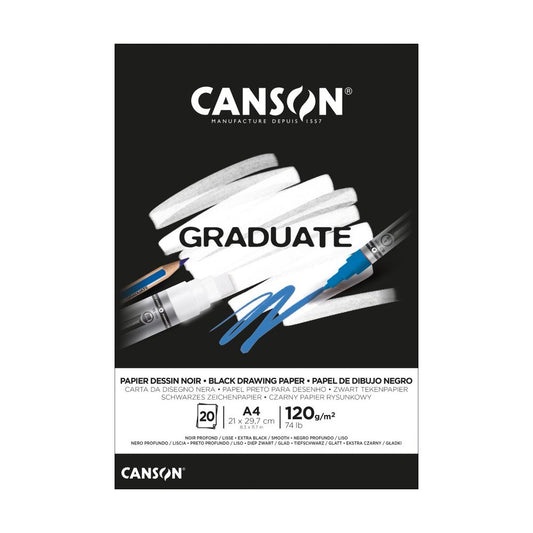 BLOCO CANSON GRADUATE DESENHO PRETO 120G A4 20 FOLHAS
