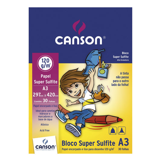 BLOCO ATIVIDADES CANSON A3 120g/m2 30 FOLHAS