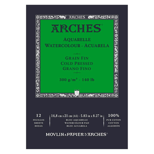 BLOCO ARCHES FIN (COLD PRESS) 300G/M2 14,8X21 12 FOLHAS
