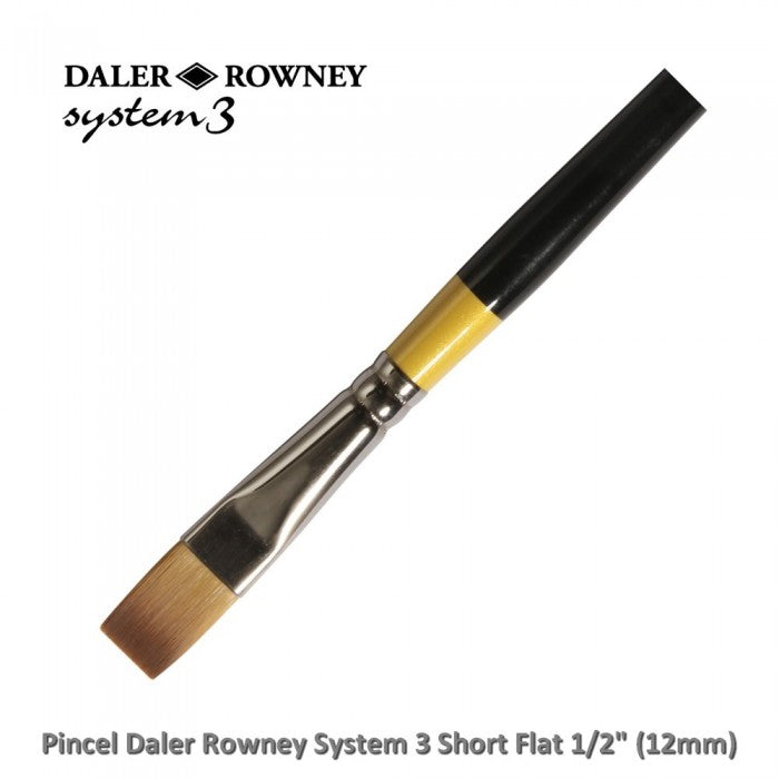 PINCEL DALER ROWNEY SYSTEM 3 SHORT FLAT 12MM - 1/2" SY55
