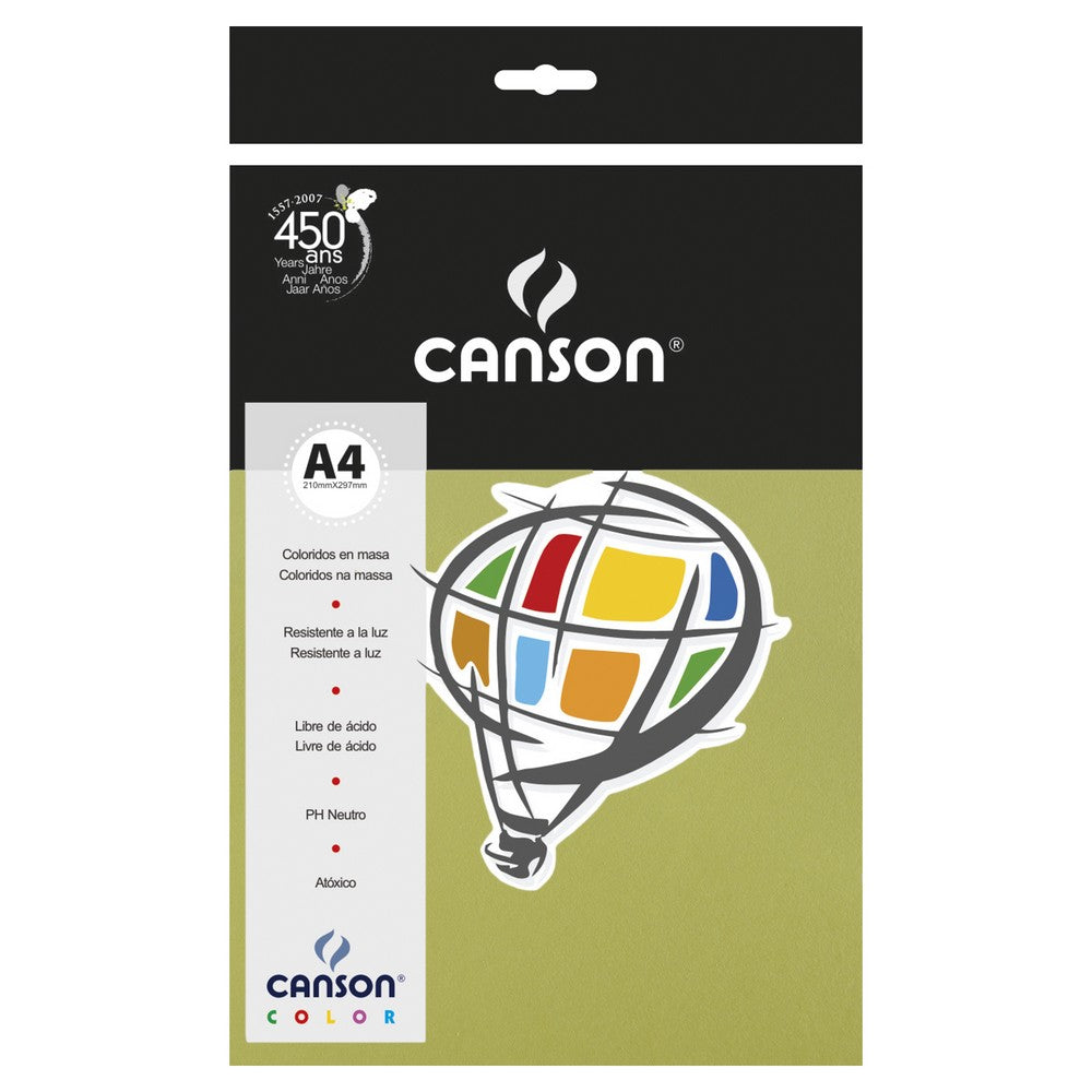 PAPEL CANSON COLOR 180G/M2 VERDE KIWI A4