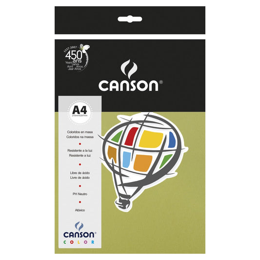 PAPEL CANSON COLOR 180G/M2 VERDE KIWI A4