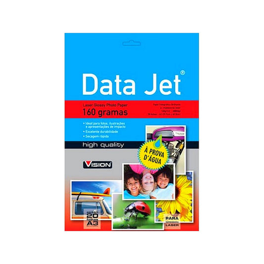 PAPEL LASER GLOSSY PAPER DATAJET 160G/M2 A3 C/ 20FLS